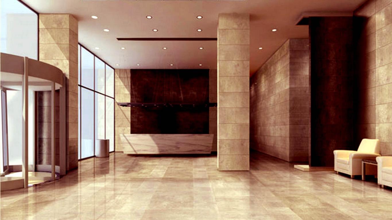 wide open space with tile flooring throughout with revoling doors and sleep furniture